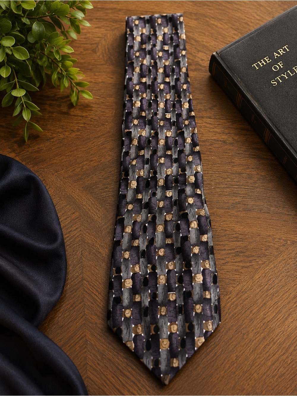 Dockers Men's 100% Silk Geometric Patterned Necktie Gray Purple